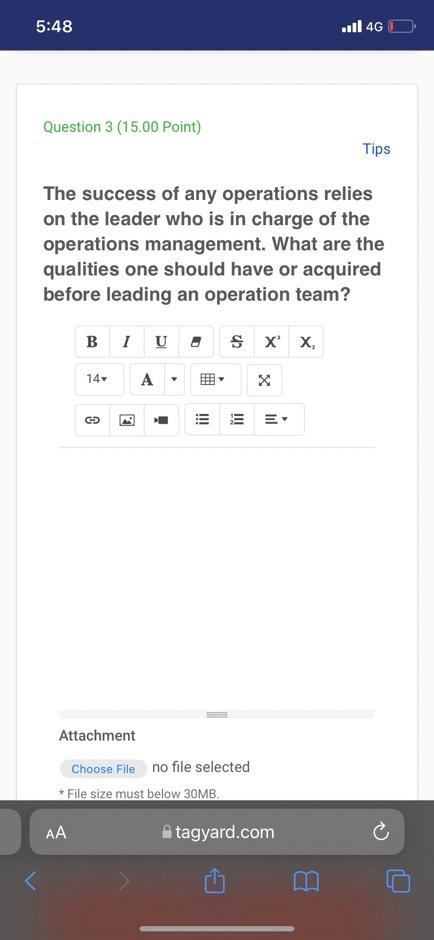 5:48 Il 4G Question 3 (15.00 Point) Tips The