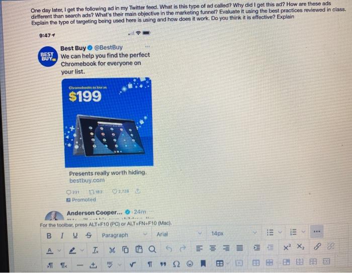 One day later, I got the following ad in my