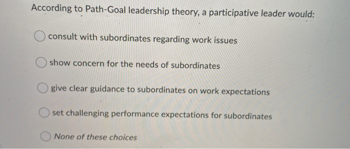 According to Path-Goal leadership theory, a