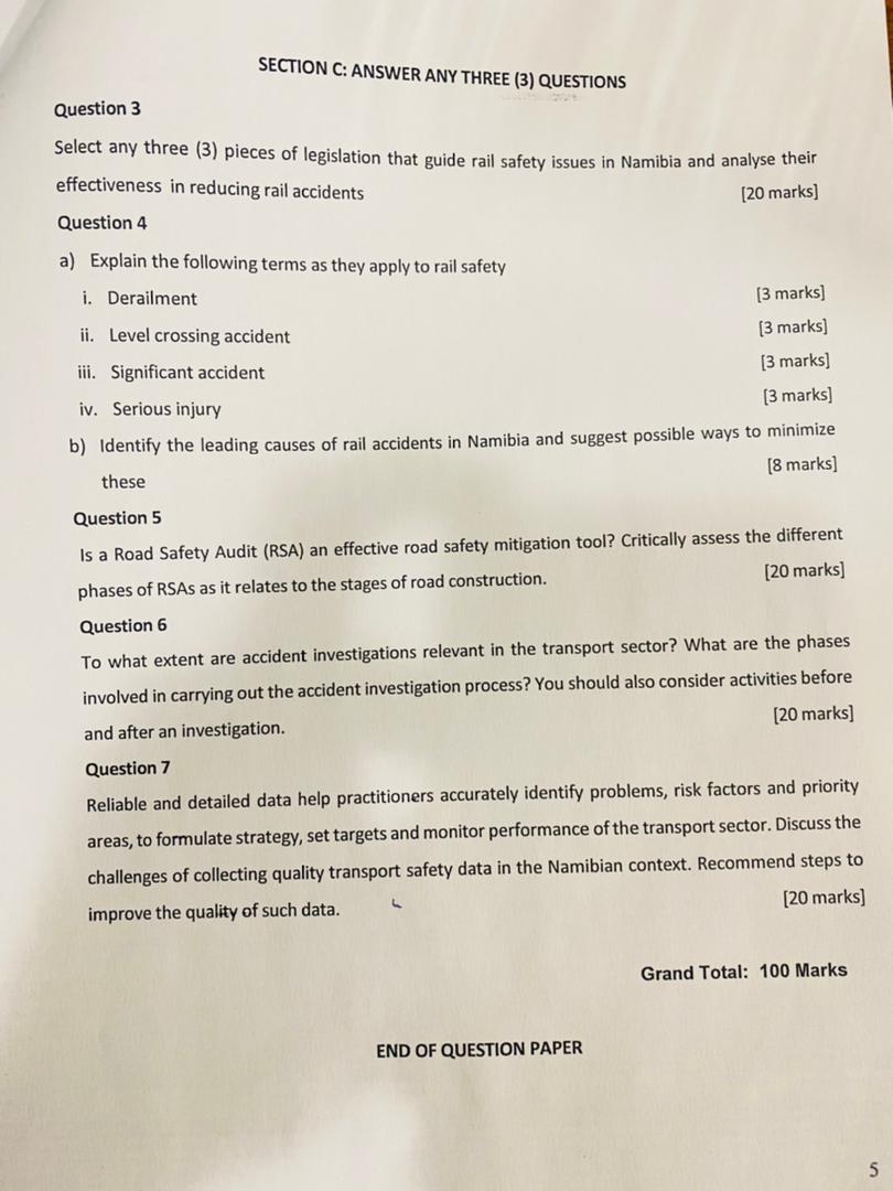 SECTION C: ANSWER ANY THREE (3) QUESTIONS