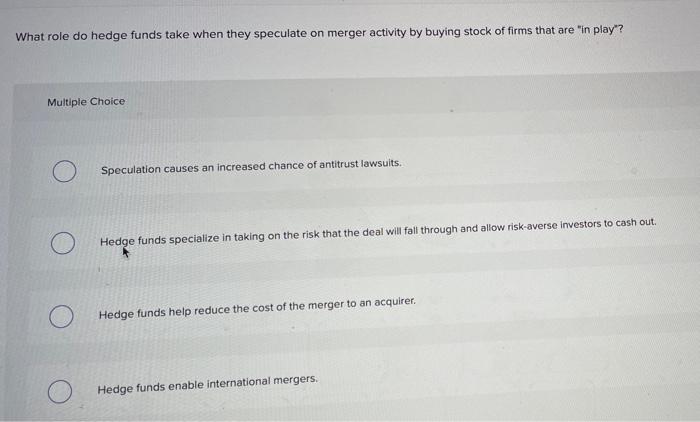 What role do hedge funds take when they speculate
