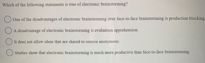 Which of the following statements is true of