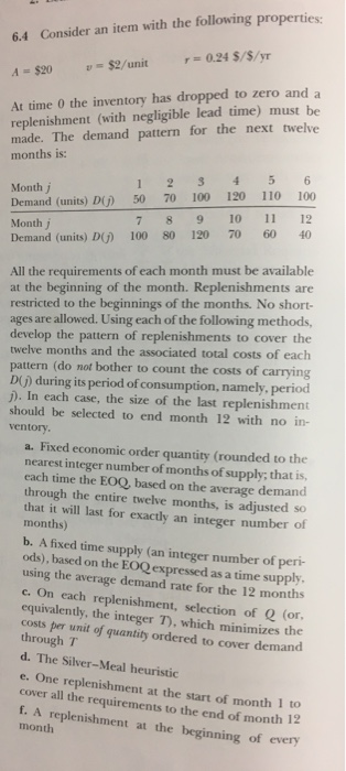 course, I onsider an item with the following