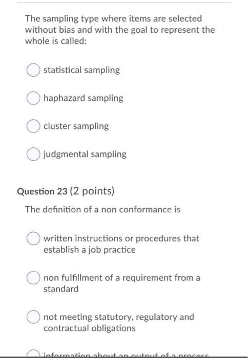 The sampling type where items are selected