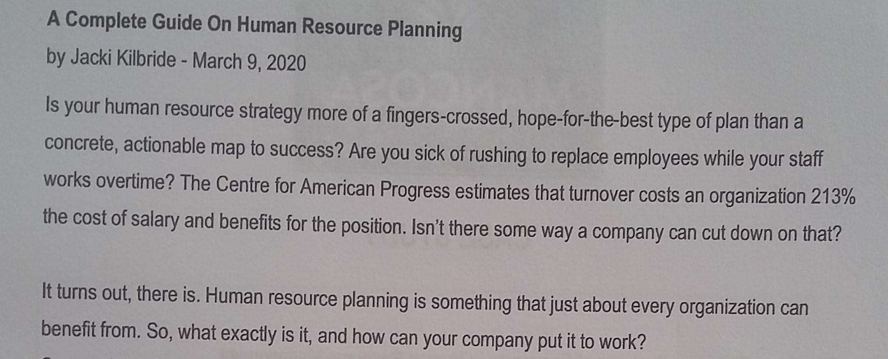 Human Resources - Organisational Staffing Please