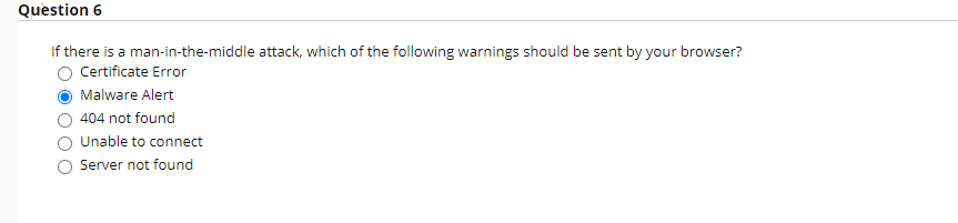 Question 6 If there is a man-in-the-middle