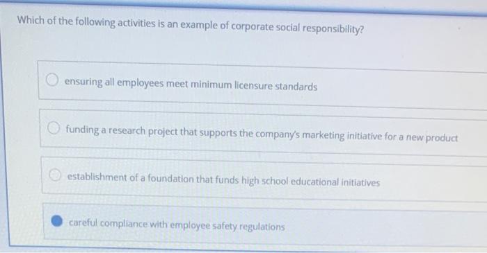 Which of the following activities is an example