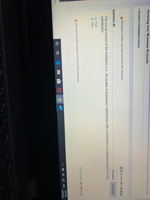 Question Completion Status: > A Moving to another