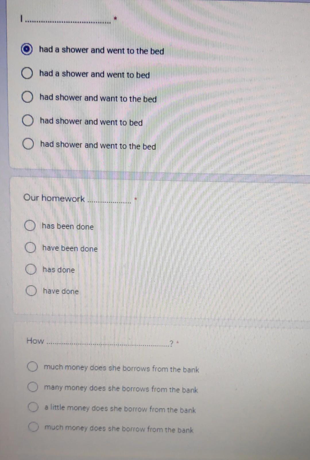 answer this question please ? had a shower and