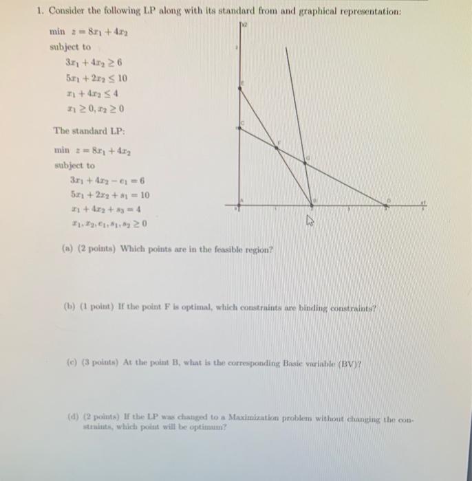 please show work and explain 1. Consider the