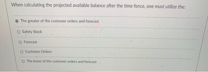 When calculating the projected available balance