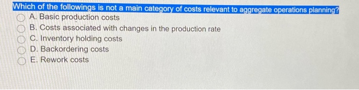 Which of the followings is not a main category of
