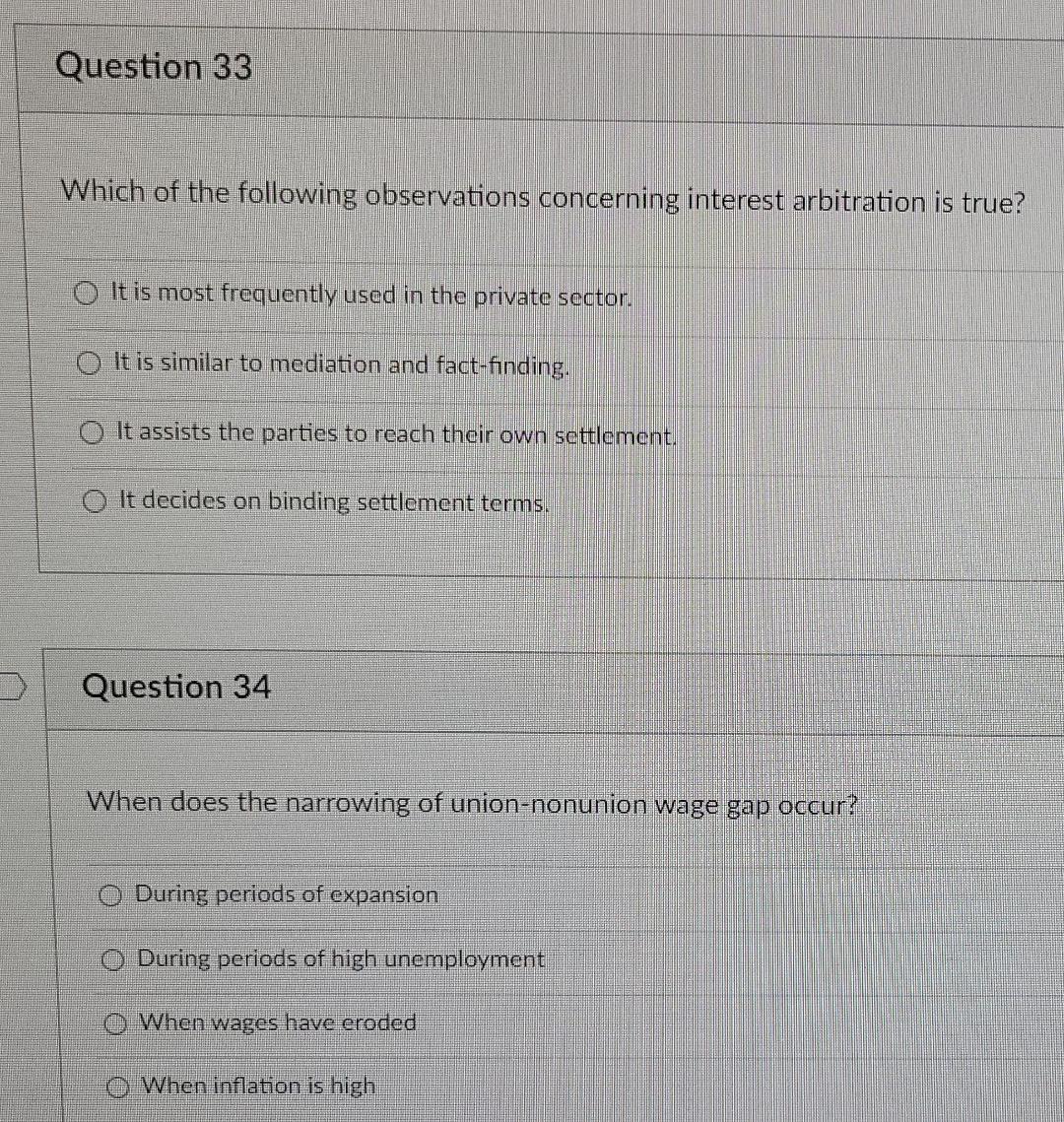 Question 33 Which of the following observations