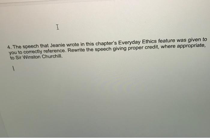 I 4. The speech that Jeanie wrote in this