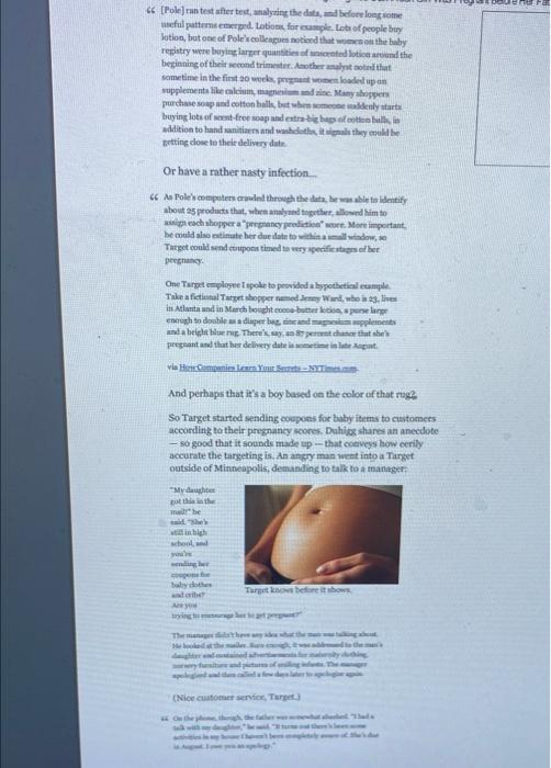 Read the article How Target Figured Out. Q1. What