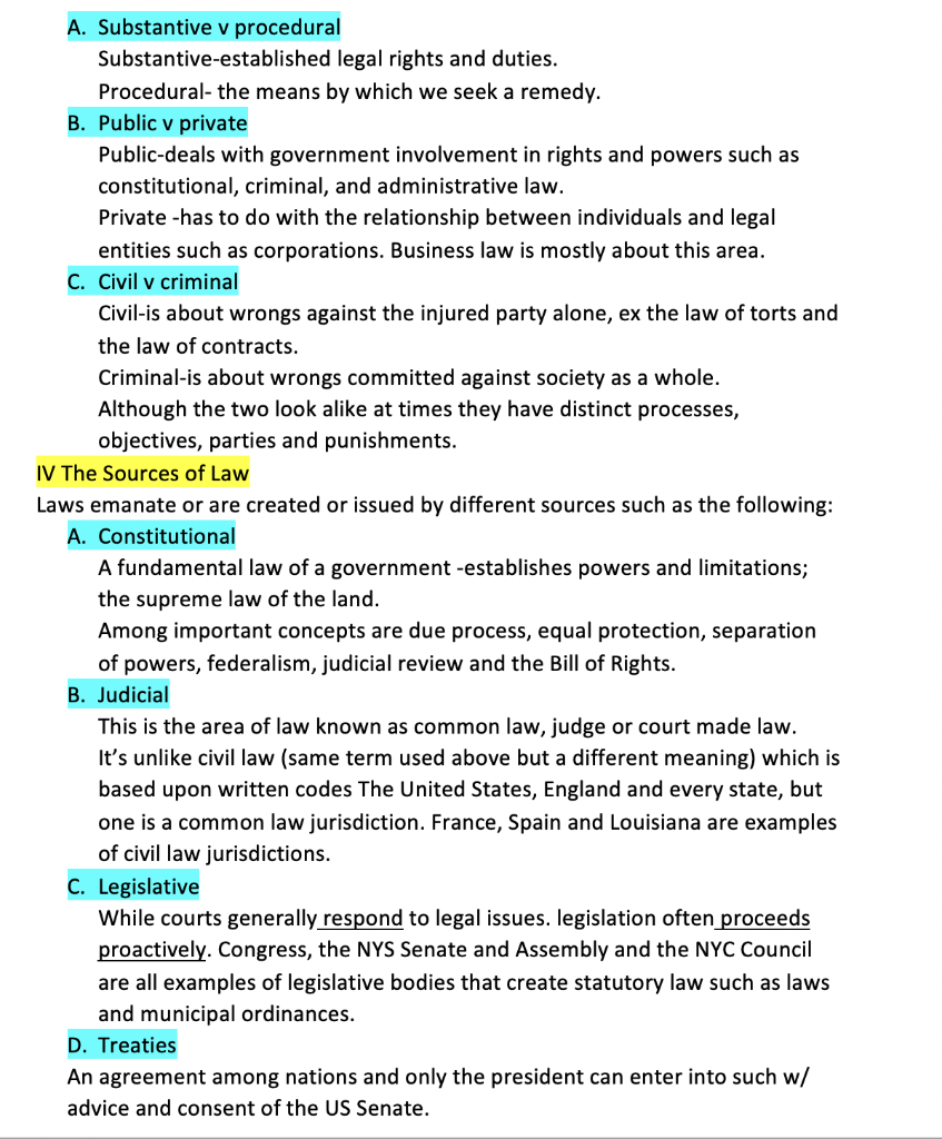 1) The law has three essential underlying elements that are necessary to