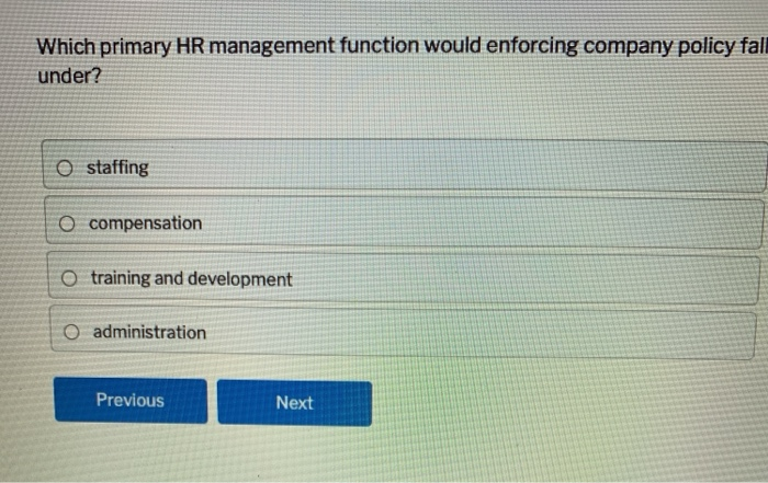 Which primary HR management function would