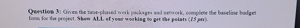 Question 3: Given the time-phased work packages