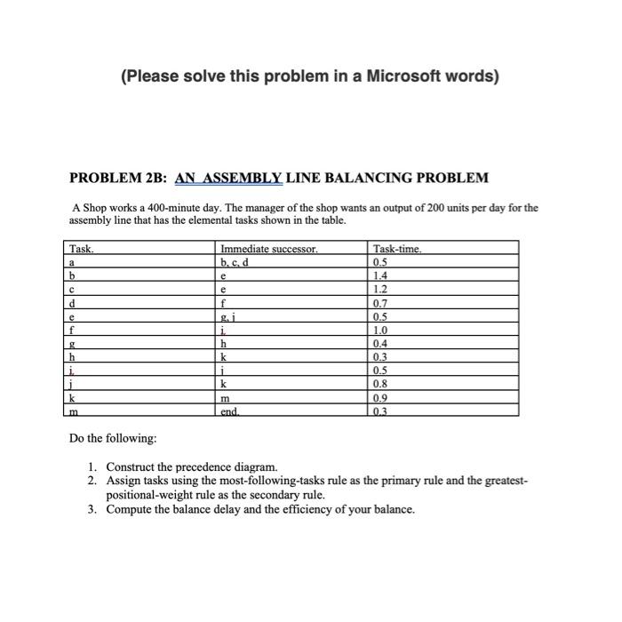 (Please solve this problem in a Microsoft words)