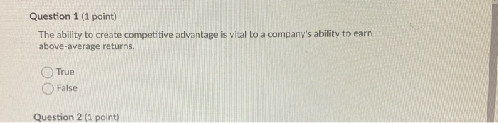 Question 1 (1 point) The ability to create