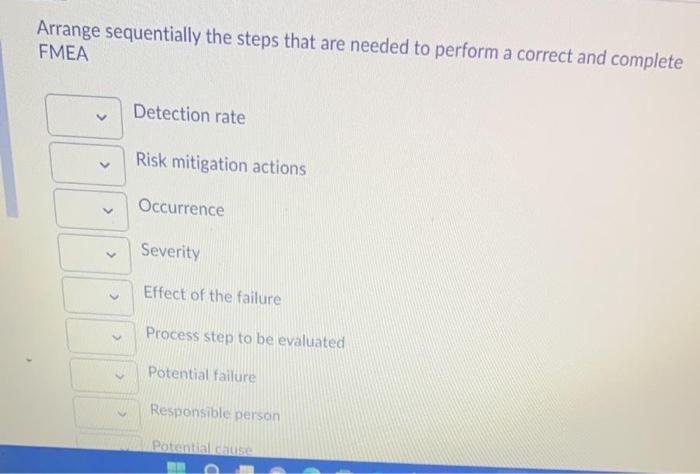 Arrange sequentially the steps that are needed to