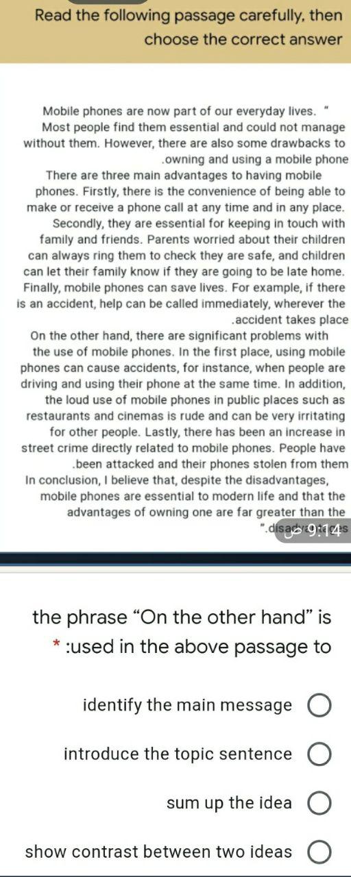 I need the answer as soon as possible Read the