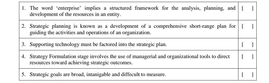 [ ] 1. The word 'enterprise' implies a structured