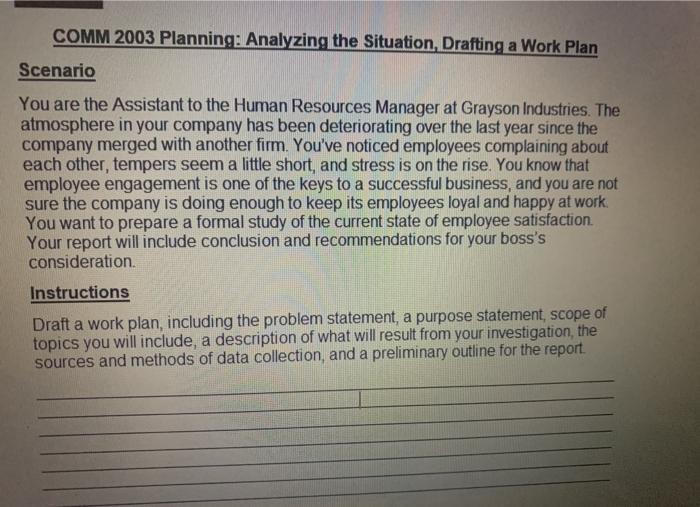COMM 2003 Planning: Analyzing the Situation,