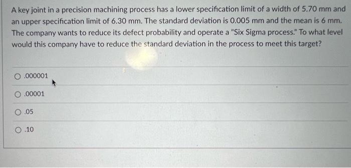 A key joint in a precision machining process has