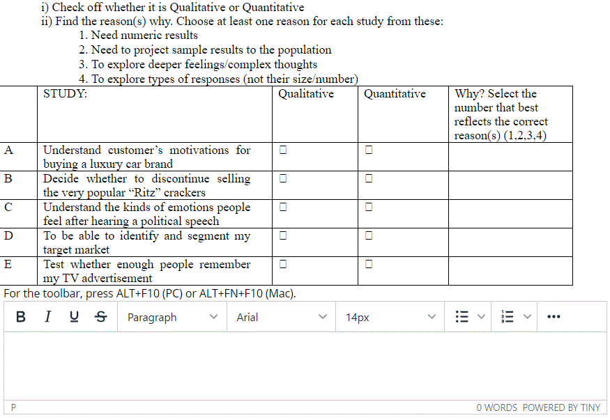 i) Check off whether it is Qualitative or