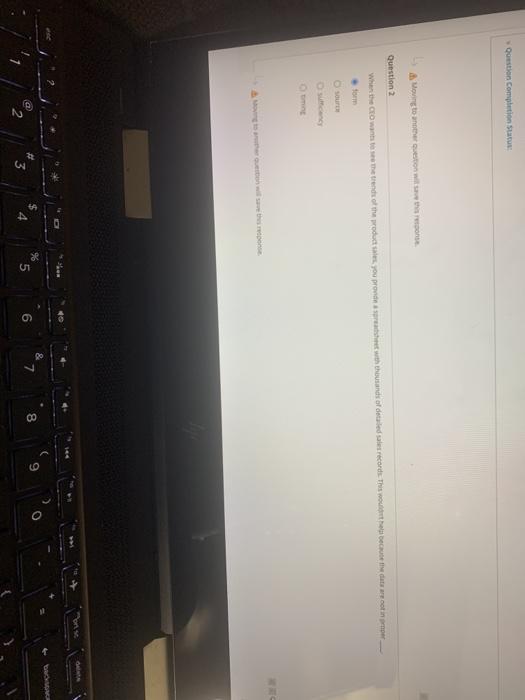 Question Completion Status Moving to the question