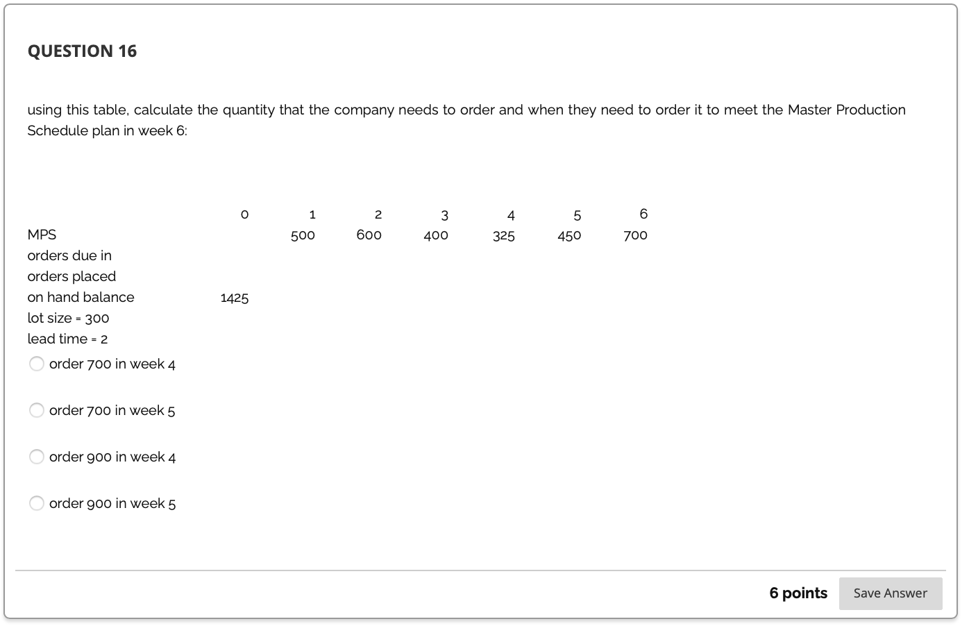 QUESTION 16 using this table, calculate the