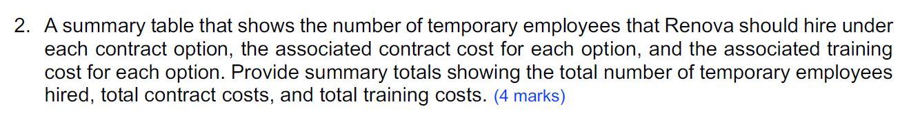 Case: Workforce Scheduling Renova has two