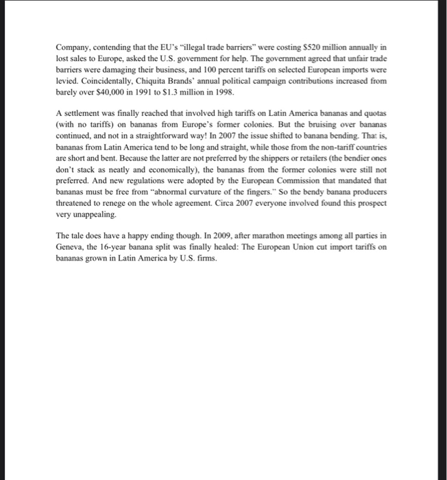 World Trade Goes Bananas Read the mini case
