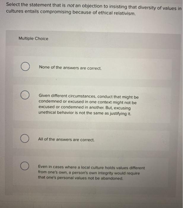 Select the statement that is not an objection to