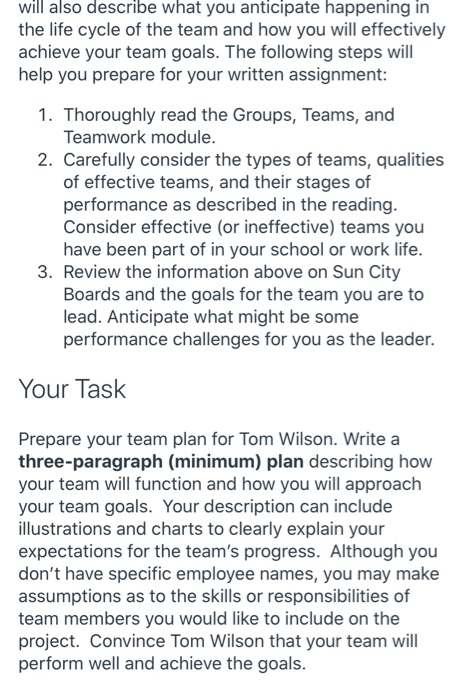 Description Scenario Sun City Boards, which you