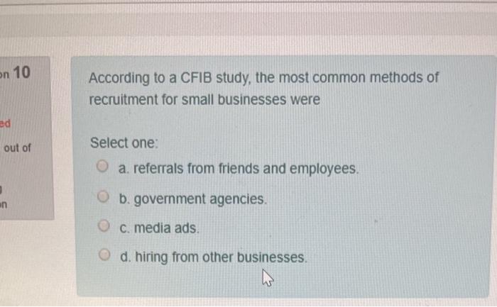 on 10 According to a CFIB study, the most common