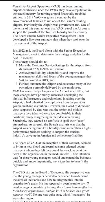 Versatility Airport Operations (VAO) has been