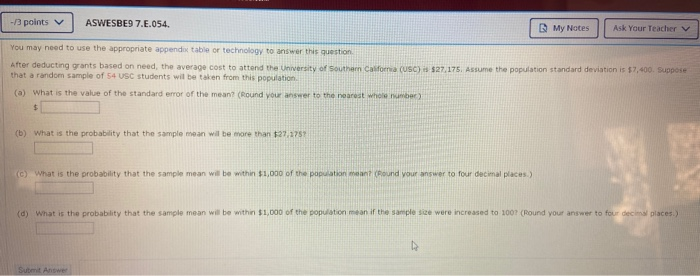 - 13 points ASWESBE9 7.E.054. My Notes | Ask Your