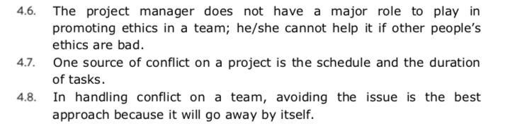 Answer with true or false 4.6. The project