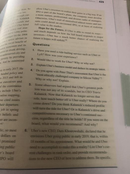 answer 3,4,5,6 439 o cur Kalanick als and her