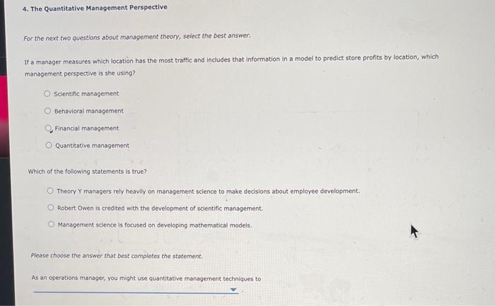 4. The Quantitative Management Perspective For