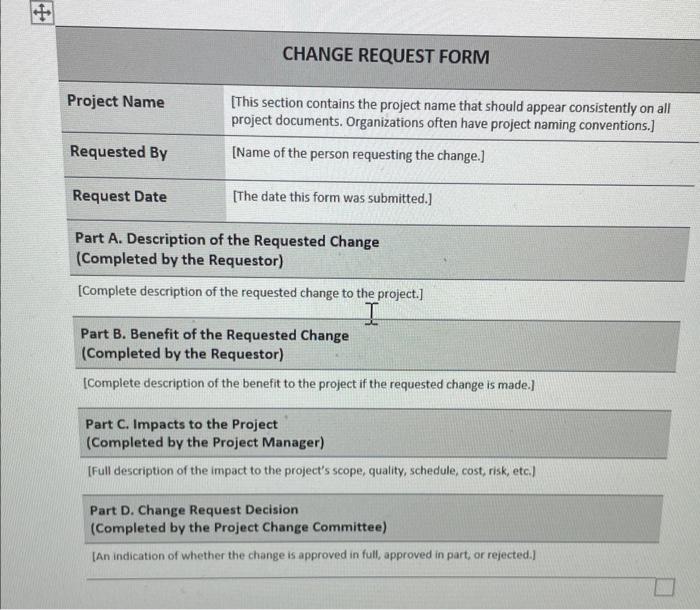 change request form CHANGE REQUEST FORM Project