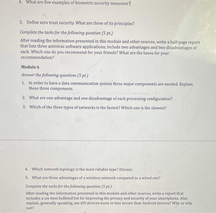 Help please!! 4. What are five examples of