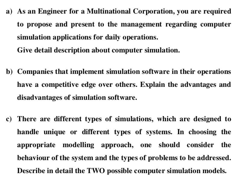 a) As an Engineer for a Multinational