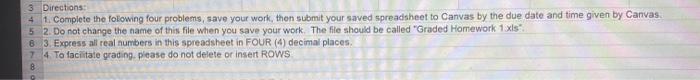 3 Directions: 4. 1. Complete the folowing four