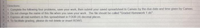 3 Directions: 4. 1. Complete the folowing four