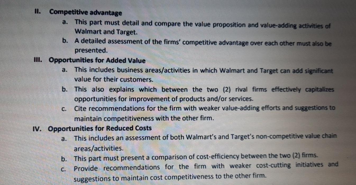 TASK PERFORMANCE Walmart vs. Target (Blocher et