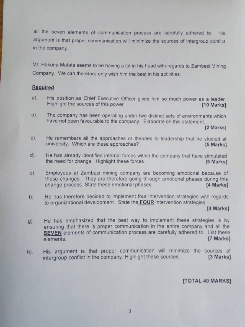 SECTION A (COMPULSORY) QUESTION ONE CASE STUDY