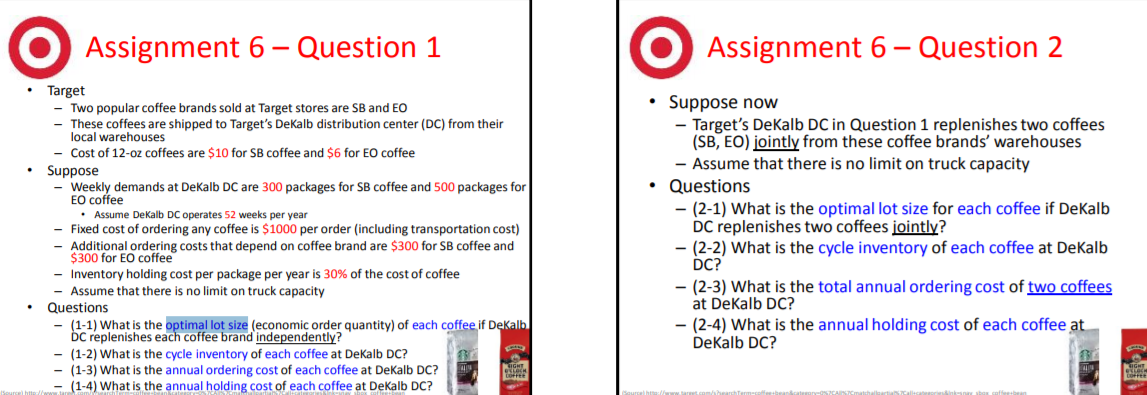 Cycle inventory assignment : please help! I need